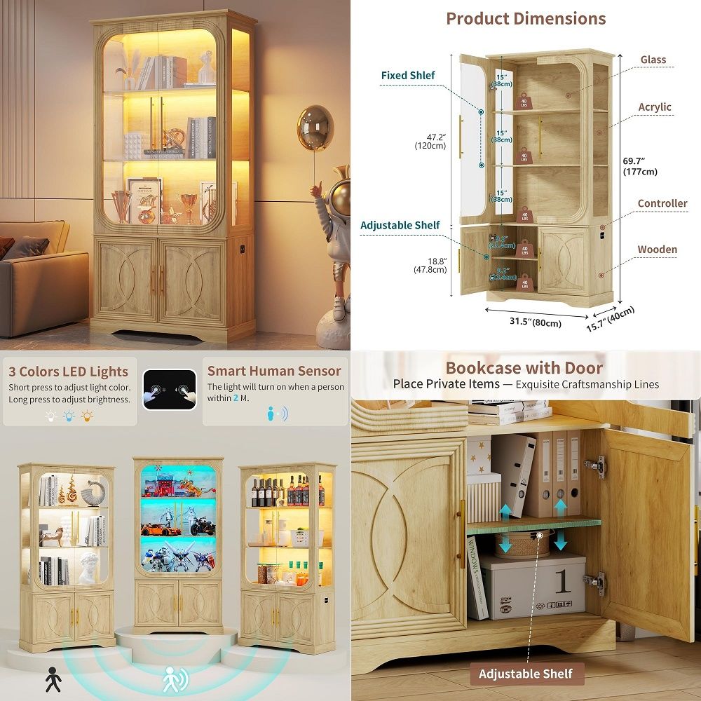 Collectible & Vintage Dolls For Wedding - Vitrine mit Glastüren und Aufbewahrungsregal, Moderne