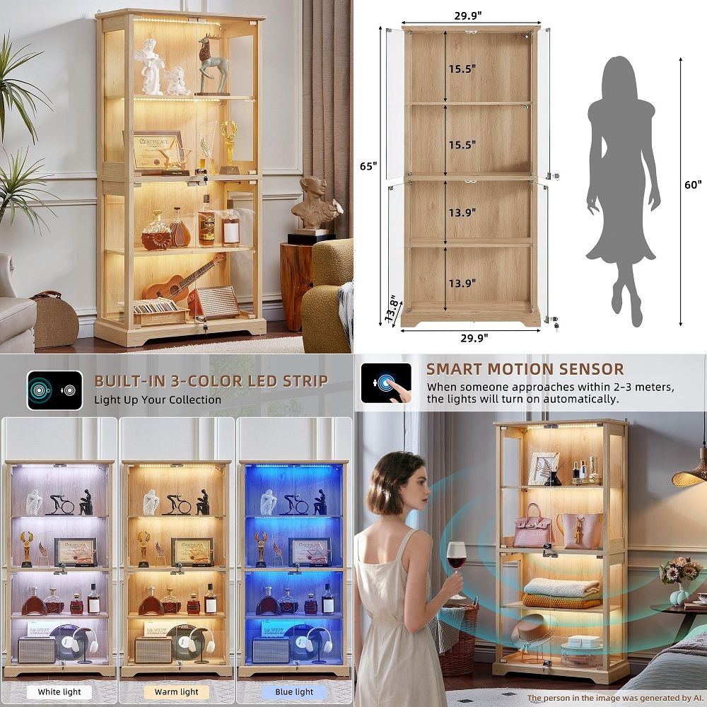 Collectible & Vintage Dolls For Wedding - Bauernhaus-Vitrine aus Glas mit Türen, Holz-Schaukasten