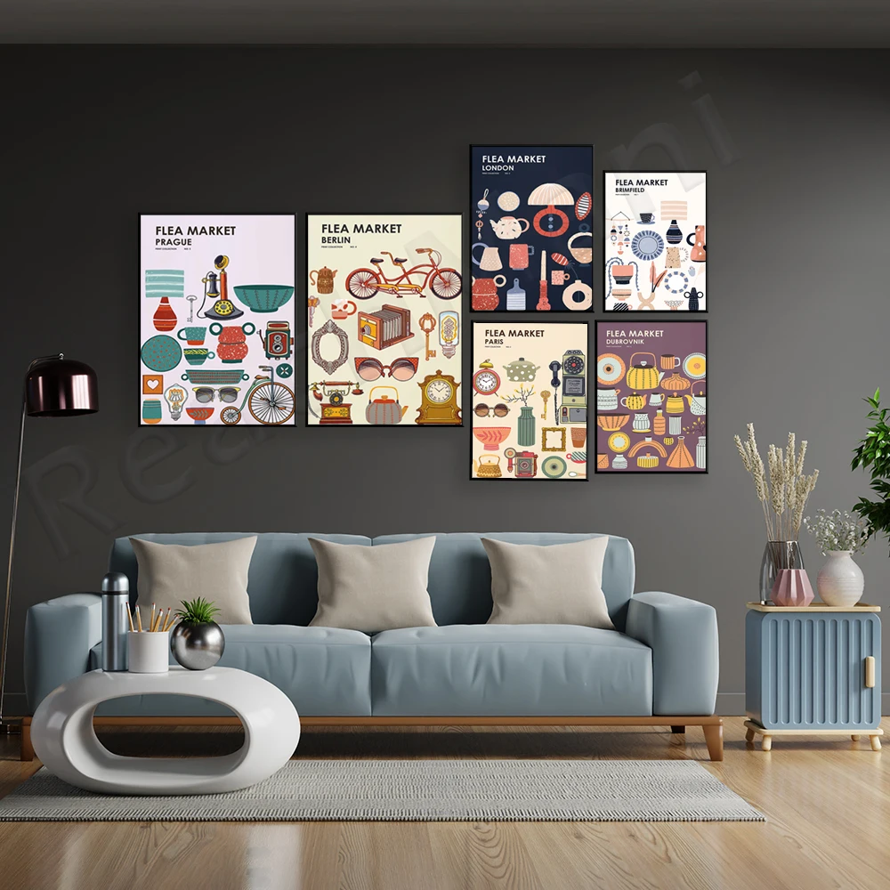 Flea Market Print Collection – – Vintage Collectible Market Bewertung und Preis