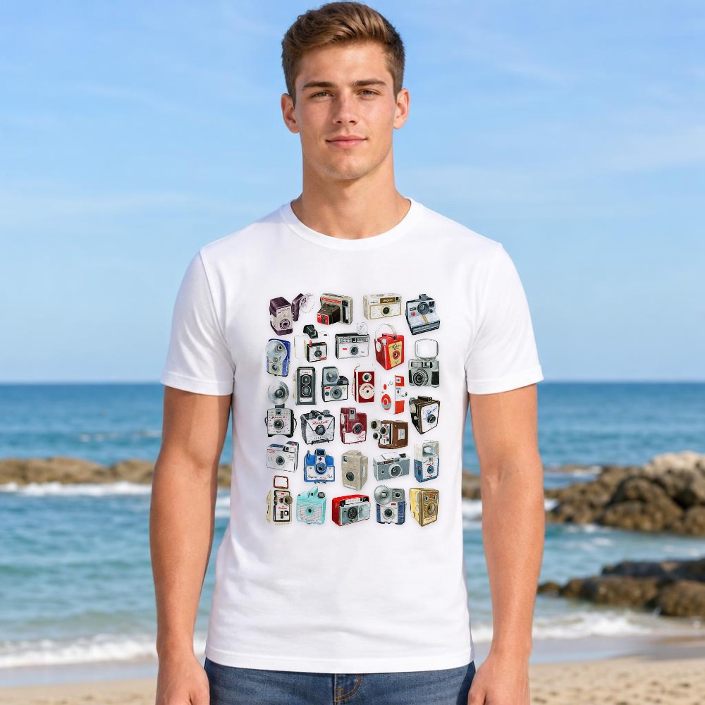 Grafik-T-Shirt für Herren, Vin – Collectible Vintage Cameras Bewertung und Preis